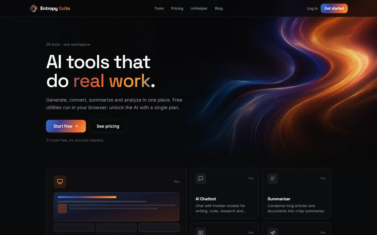 EntropySuite product preview